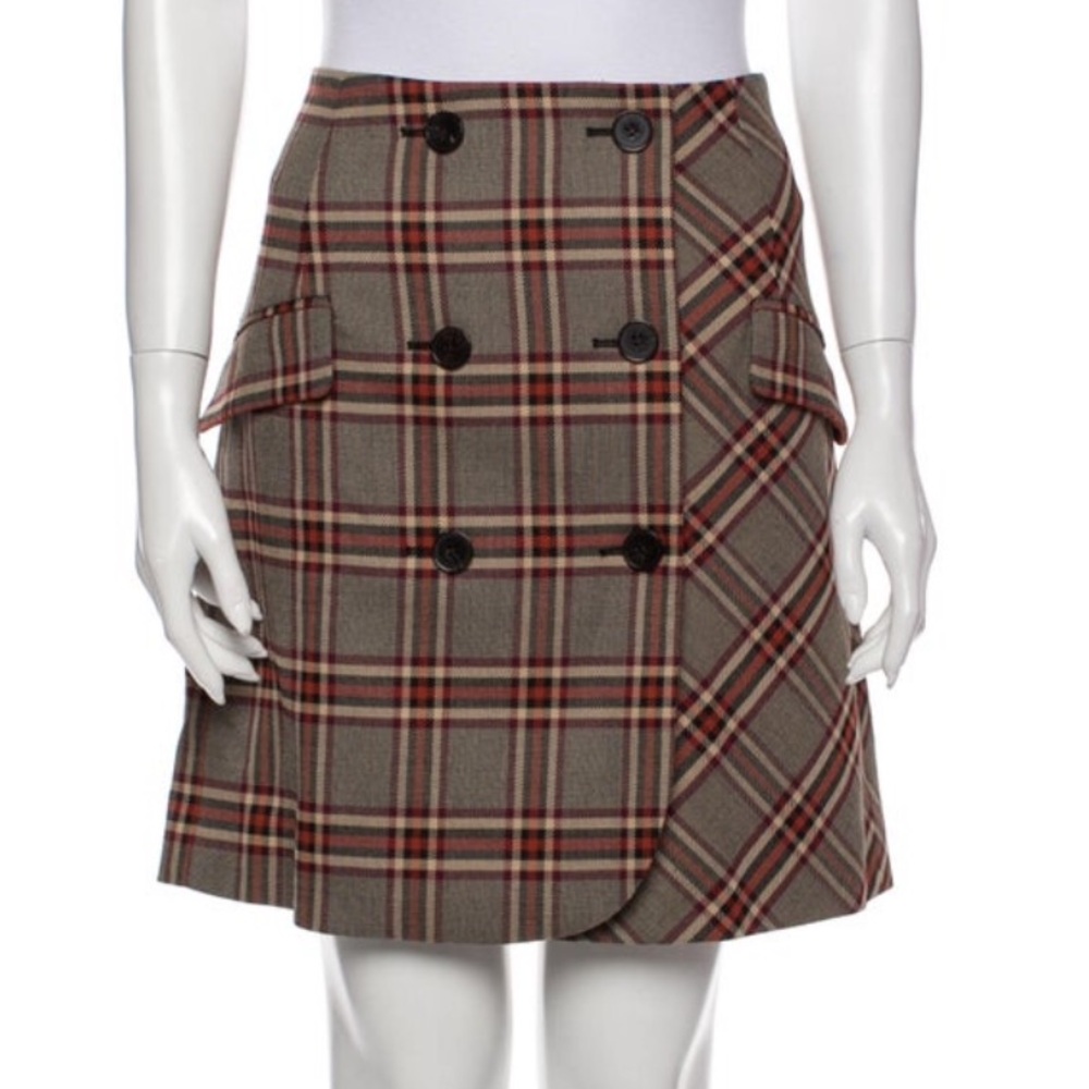 Derek Lam 10 Crosby Plaid Print Mini Skirt